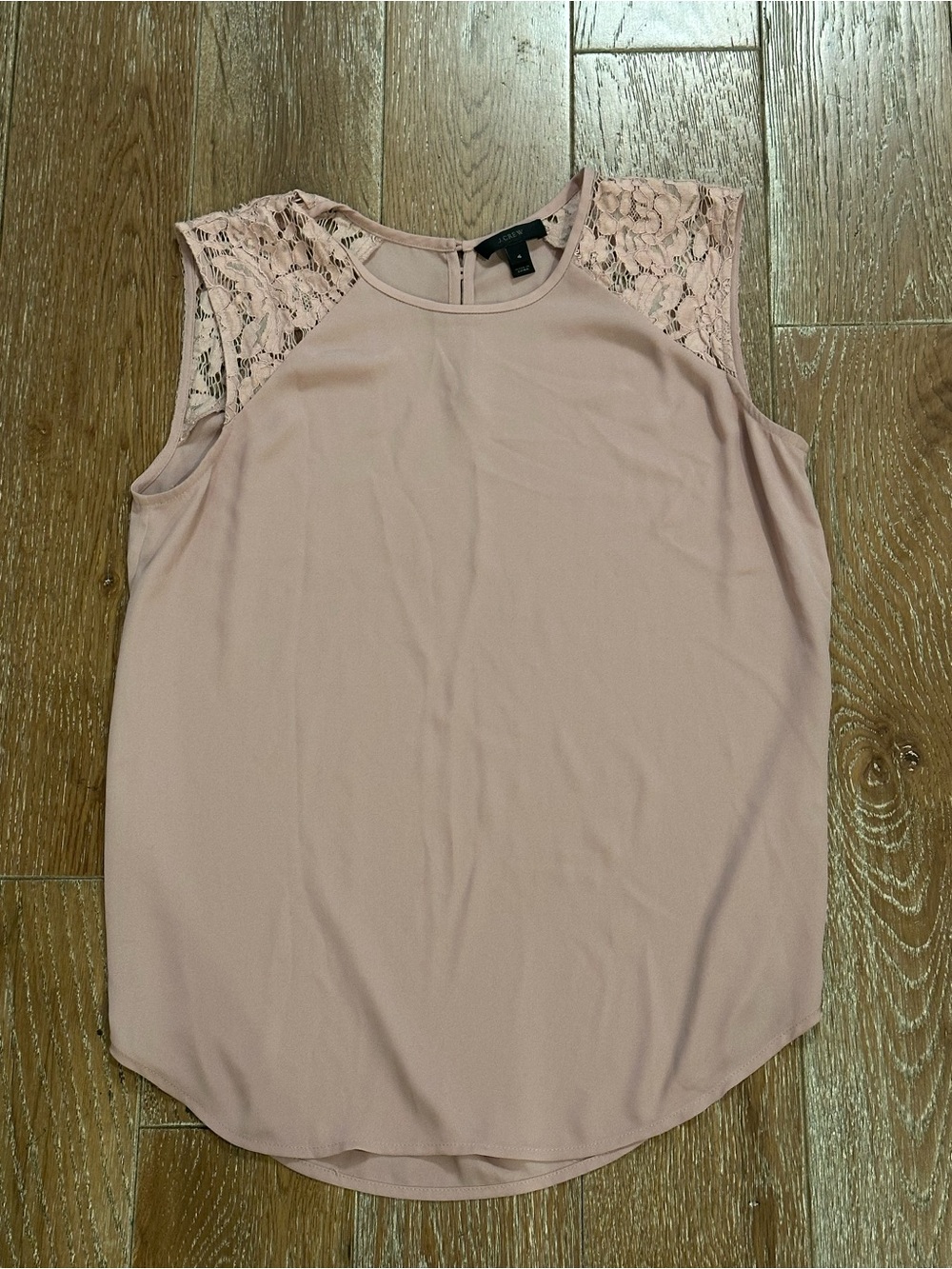 J. Crew Blush Lace Shoulder Sleeveless Top